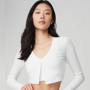 Ribbed Cropped Whisper Cardigan